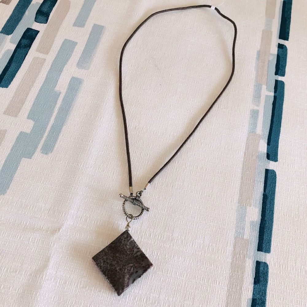 Diamond Stone Pendant Front Clasp Necklace